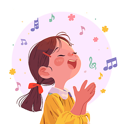 여자 리본 어린이 음악 음표 일러스트 노래 한명 소녀 상반신 노란색 즐거움 손모으기 소녀한명만 국내일러스트 AI파일 1 기호 감정 컬러 문화예술 사람 손짓 여자한명만 소녀만 파일형식 벡터