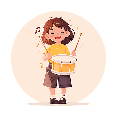 전신 여자 어린이 음악 음표 일러스트 노래 한명 들기 소녀 노란색 북 즐거움 소녀한명만 국내일러스트 AI파일 1 기호 감정 컬러 모션 문화예술 타악기 사람 여자한명만 소녀만 파일형식 벡터