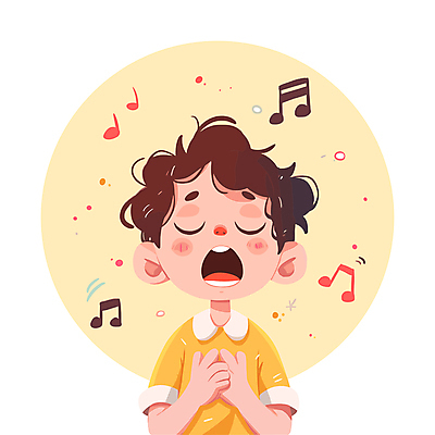 남자 어린이 음악 음표 일러스트 노래 한명 소년 상반신 노란색 즐거움 손모으기 소년한명만 국내일러스트 AI파일 1 기호 감정 컬러 문화예술 사람 손짓 남자한명만 소년만 파일형식 벡터