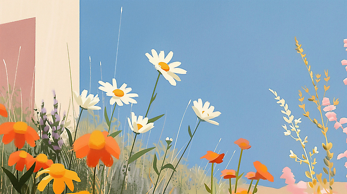 JPG 잎 일러스트 하늘 풍경 사람없음 들꽃 국내일러스트 AI일러스트 AI콘텐츠 식물 꽃 파일형식