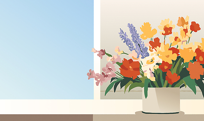 화분 부케 결혼 일러스트 창문 사람없음 꽃병 축하 내추럴 국내일러스트 AI파일 꽃 꽃다발 컨셉 이벤트 파일형식 벡터