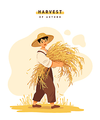 전신 라이프스타일 남자 일러스트 한명 들기 성인 생활 농작물 노란색 수확 추수 벼 가을 볏짚 농부 밀짚모자 성인남자한명만 국내일러스트 AI파일 직업 모자_잡화 1 계절 컬러 농업 모션 곡류 사람 짚 남자한명만 성인남자만 파일형식 벡터