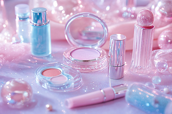 JPG 편집이미지 어린이 분홍색 사람없음 빛 반짝임 화장 뷰티 화장품 디지털합성 오브젝트 아이섀도 편집실사 AI포토 AI콘텐츠 컬러 모션 사람 CG 파일형식