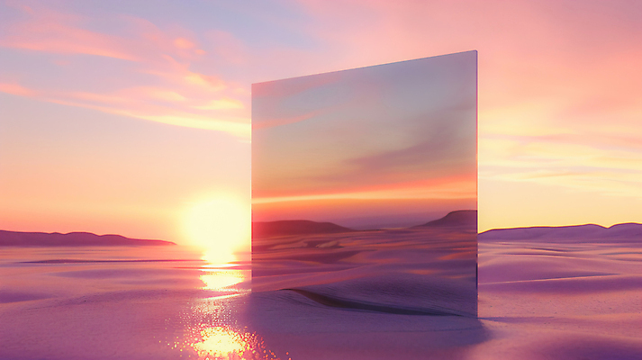 JPG 편집이미지 모래 자연 하늘 사람없음 햇빛 태양 반사 노을 거울 몽환 편집실사 AI컴퓨터그래픽 AI콘텐츠 자연요소 컨셉 CG 생태계 파일형식