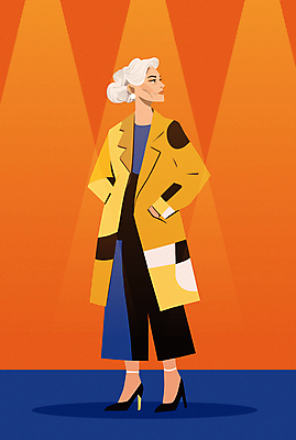 전신 모델 라이프스타일 여자 패션 노년 할머니 일러스트 한명 실버라이프 주황색 부자 잡지 남색 주머니손 패션쇼 노인여자한명만 액티브시니어 국내일러스트 AI파일 1 컬러 컨셉 모션 사람 성인 생활 간행물 쇼 여자한명만 노인여자만 파일형식 벡터