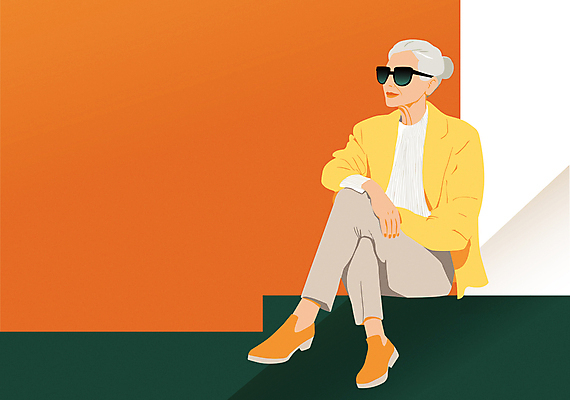 전신 모델 라이프스타일 여자 패션 노년 할머니 일러스트 한명 실버라이프 선글라스 노란색 주황색 다리꼬기 부자 잡지 패션쇼 노인여자한명만 액티브시니어 국내일러스트 AI파일 1 안경 컬러 컨셉 모션 사람 성인 생활 간행물 쇼 여자한명만 노인여자만 파일형식 벡터