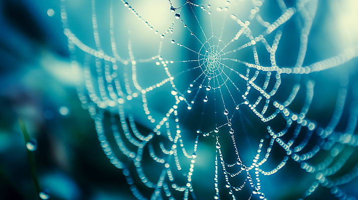 JPG 편집이미지 사람없음 물방울 거미줄 보케 청록색 편집실사 AI포토 AI콘텐츠 컬러 CG 파일형식