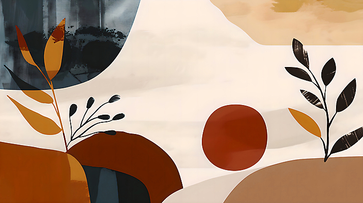 JPG 잎 일러스트 추상 나뭇잎 사람없음 가을 원형 베이지색 국내일러스트 AI일러스트 AI콘텐츠 도형 식물 계절 컬러 무늬 파일형식