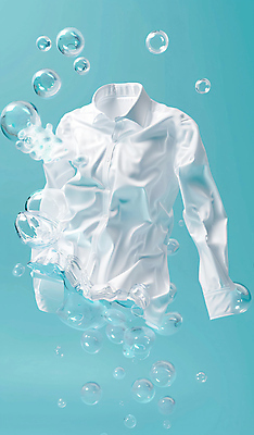 JPG 편집이미지 셔츠 가사 사람없음 수중 청결 빨래 공기방울 편집실사 AI컴퓨터그래픽 AI콘텐츠 상의 위생 CG 파일형식