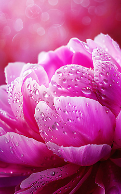 JPG 편집이미지 꽃잎 꽃 분홍색 사람없음 물방울 이슬 보케 편집실사 AI포토 AI콘텐츠 식물 컬러 CG 파일형식