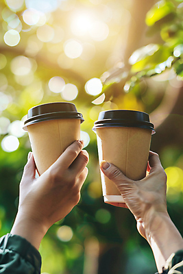 JPG 나무 편집이미지 손 커피 포장 들기 신체부위 햇빛 숲 종이컵 보케 테이크아웃 편집실사 AI인물포토 AI콘텐츠 식물 음료 모션 사람 컵 태양 일회용 CG 파일형식 AI포토