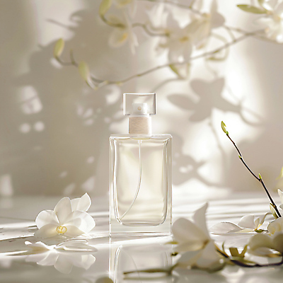 JPG 편집이미지 꽃 그림자 사람없음 빛 뷰티 화장품 흰색 향수 편집실사 AI포토 AI콘텐츠 식물 컬러 CG 파일형식