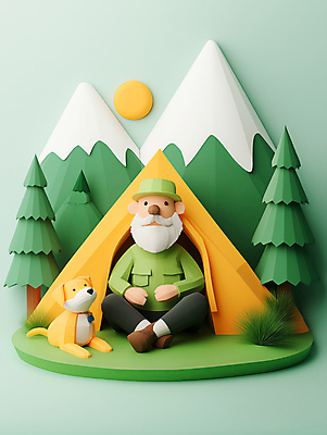 JPG 나무 편집이미지 모자 남자 반려견 자연 휴식 산 수염 텐트 한명 웃음 앉기 성인 야외 초록색 노란색 3D 캠핑 강아지 숲 성인남자한명만 편집3D AI컴퓨터그래픽 AI콘텐츠 식물 1 잡화 컬러 컨셉 모션 레저 표정 캠핑도구 사람 반려동물 개 디지털합성 생태계 남자한명만 성인남자만 파일형식