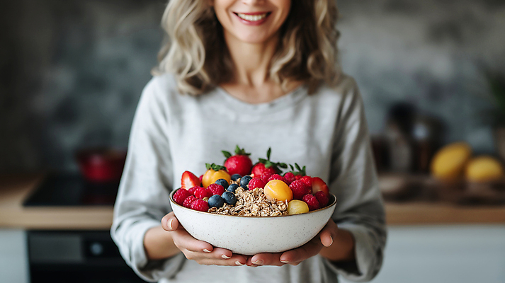 JPG 편집이미지 그릇 여자 딸기 건강 한명 들기 상반신 성인 신선 아침식사 블루베리 식단 요거트 건강식 의료성형뷰티 성인여자한명만 그래놀라 편집실사 AI인물포토 AI콘텐츠 1 식기 음식 과일 모션 유제품 사람 식사 CG 여자한명만 성인여자만 파일형식 AI포토