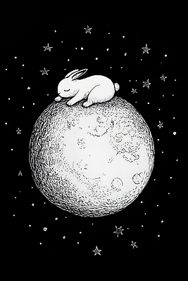 JPG 일러스트 밤하늘 동화 사람없음 평화 우주 고요 꿈 보름달 달 흰색 토끼 잠 신비 토끼캐릭터 상상력 국내일러스트 AI일러스트 AI콘텐츠 자연요소 컬러 동물캐릭터 컨셉 포유류 하늘 반려동물 야간 파일형식