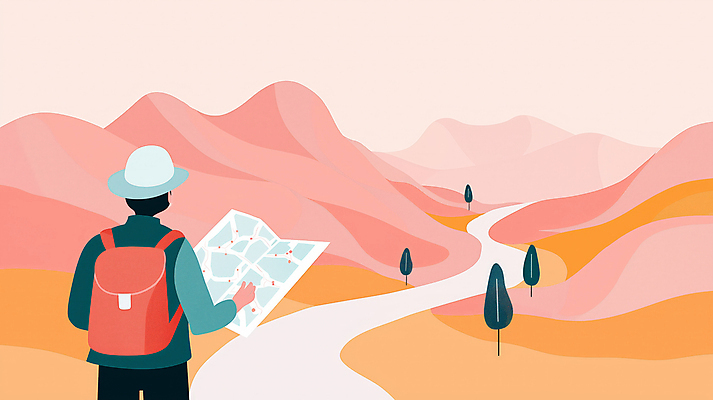 JPG 나무 모자 남자 여행 지도 일러스트 자연 산 한명 풍경 성인 주황색 하이킹 등산객 등산가방 산행 길찾기 성인남자한명만 국내일러스트 AI일러스트 AI콘텐츠 식물 1 잡화 컬러 가방 레저 사람 등산 생태계 남자한명만 성인남자만 파일형식