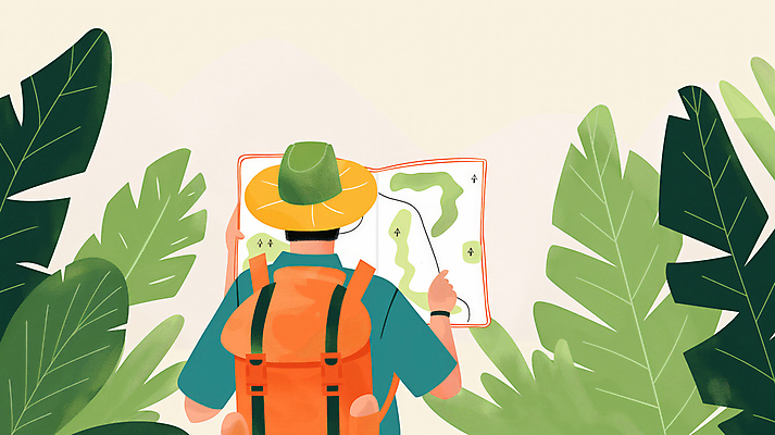 JPG 모자 남자 여행 지도 일러스트 자연 산 한명 풍경 성인 초록색 하이킹 풀잎 등산객 등산가방 산행 길찾기 성인남자한명만 국내일러스트 AI일러스트 AI콘텐츠 1 잡화 컬러 잎 가방 레저 사람 등산 풀_식물 생태계 남자한명만 성인남자만 파일형식