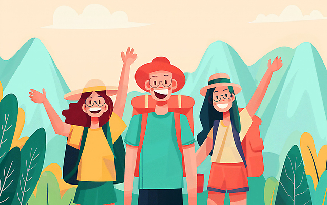 JPG 모자 여자 남자 행복 일러스트 자연 산 웃음 풍경 여러명 성인 취미 컬러풀 손들기 우정 등산 만세 하이킹 그룹 등산객 등산가방 성인만 국내일러스트 AI일러스트 AI콘텐츠 잡화 감정 컬러 다수 가방 모션 레저 표정 사람 친구 트래킹 생태계 파일형식