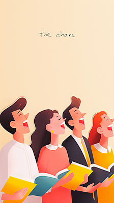 JPG 여자 남자 음악 일러스트 협력 웃음 여러명 성인 공연 무대 악보 합창 베이지색 합창단 성인만 국내일러스트 AI일러스트 AI콘텐츠 컬러 다수 노래 문화예술 표정 사람 이벤트 그룹 파일형식