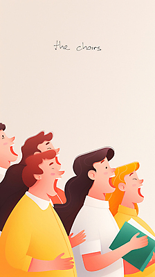 JPG 여자 남자 음악 일러스트 협력 웃음 여러명 성인 공연 무대 악보 합창 베이지색 합창단 성인만 국내일러스트 AI일러스트 AI콘텐츠 컬러 다수 노래 문화예술 표정 사람 이벤트 그룹 파일형식