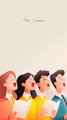 JPG 여자 남자 음악 일러스트 협력 웃음 여러명 성인 공연 무대 악보 합창 베이지색 합창단 성인만 국내일러스트 AI일러스트 AI콘텐츠 컬러 다수 노래 문화예술 표정 사람 이벤트 그룹 파일형식