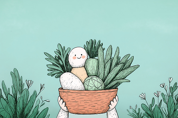 JPG 손 농업 채소 일러스트 웃음 들기 신체부위 초록색 바구니 유기농 국내일러스트 AI일러스트 AI콘텐츠 웰빙 산업 컬러 모션 표정 사람 파일형식