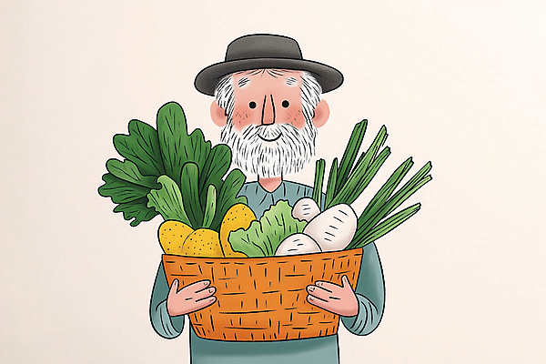 JPG 할아버지 노년 남자 농업 채소 일러스트 수염 한명 웃음 들기 초록색 바구니 유기농 노인남자한명만 국내일러스트 AI일러스트 AI콘텐츠 1 웰빙 산업 컬러 모션 표정 사람 성인 남자한명만 노인남자만 파일형식