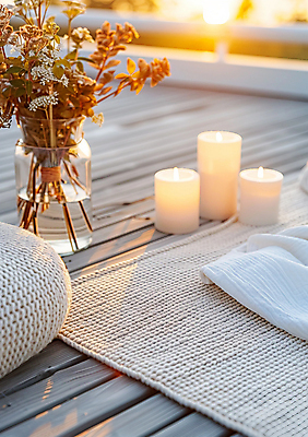 JPG 편집이미지 화초 쿠션 초 휴식 사람없음 라이프 꽃병 일몰 발코니 천 힐링 편집실사 AI포토 AI콘텐츠 식물 꽃 컨셉 생활 노을 직물 CG 파일형식