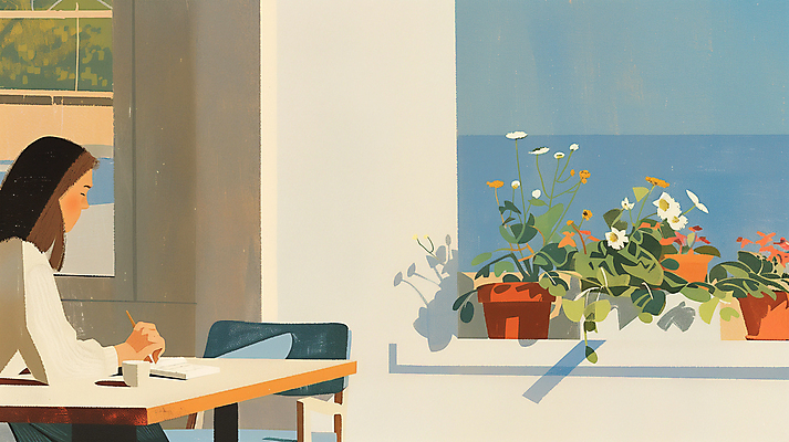 JPG 여자 화분 화초 의자 일러스트 창문 휴식 한명 성인 일상 공책 카페 가을 기록 커피잔 책상 오후 성인여자한명만 국내일러스트 AI일러스트 AI콘텐츠 식물 1 계절 커피 가구 컨셉 문구용품 잔 사람 라이프 상점 여자한명만 성인여자만 파일형식