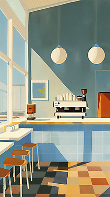 JPG 액자 의자 일러스트 창문 탁자 휴식 전등 사람없음 일상 카페 가을 커피잔 커피메이커 오후 국내일러스트 AI일러스트 AI콘텐츠 계절 커피 가구 컨셉 조명 잔 라이프 상점 커피용품 파일형식