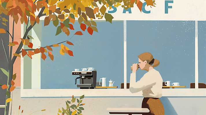 JPG 나무 여자 낙엽 일러스트 창문 휴식 한명 성인 일상 카페 마시기 가을 커피잔 커피메이커 창가 오후 성인여자한명만 국내일러스트 AI일러스트 AI콘텐츠 식물 1 계절 커피 컨셉 잎 모션 잔 사람 라이프 상점 커피용품 여자한명만 성인여자만 파일형식