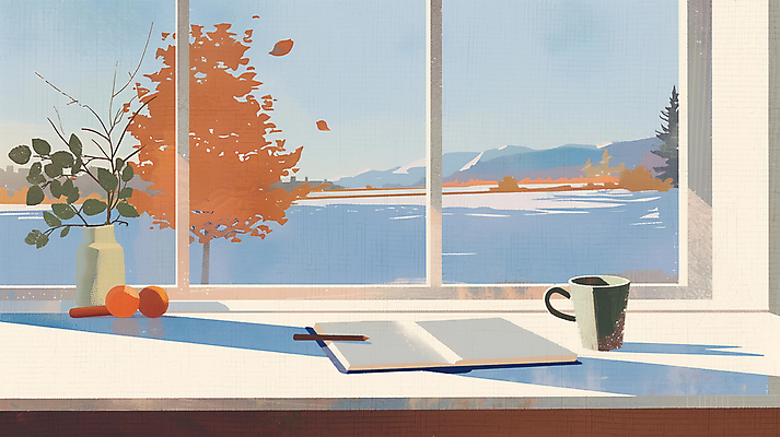 JPG 화분 화초 낙엽 일러스트 창문 휴식 사람없음 일상 연필 공책 카페 가을 커피잔 오후 국내일러스트 AI일러스트 AI콘텐츠 식물 계절 커피 컨셉 잎 문구용품 학용품 잔 라이프 필기구 상점 파일형식