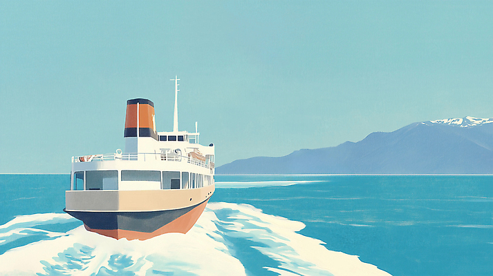 JPG 바다 섬 여행 일러스트 하늘 휴가 휴식 사람없음 파란색 크루즈 국내일러스트 AI일러스트 AI콘텐츠 컬러 컨셉 배_교통 파일형식