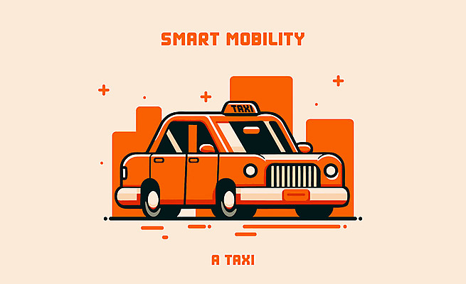 일러스트 대중교통 사람없음 주황색 도시 택시 편리함 스마트모빌리티 국내일러스트 AI파일 교통수단 컬러 컨셉 승용차 자동차 파일형식 벡터 모빌리티