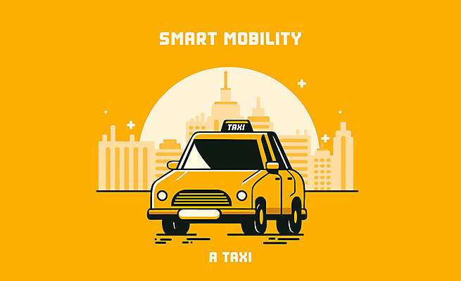 일러스트 대중교통 사람없음 노란색 도시 택시 편리함 스마트모빌리티 국내일러스트 AI파일 교통수단 컬러 컨셉 승용차 자동차 파일형식 벡터 모빌리티