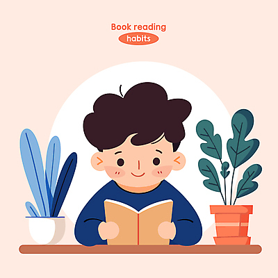 남자 행복 화분 화초 어린이 분홍색 일러스트 한명 미소 소년 취미 책 독서 읽기 습관 소년한명만 국내일러스트 AI파일 식물 1 감정 컬러 모션 표정 사람 남자한명만 소년만 파일형식 벡터