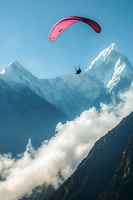 JPG 구름 편집이미지 하늘색 자연 하늘 산 사람 풍경 비행 즐거움 패러글라이딩 편집실사 AI인물포토 AI콘텐츠 자연요소 감정 스포츠 파란색 CG 생태계 파일형식 AI포토