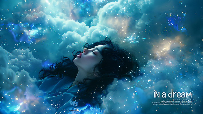 PSD 구름 편집이미지 여자 어린이 밤하늘 한명 소녀 파란색 우주 눈감음 꿈 야간 신비 은하수 소녀한명만 빛무리 이미지편집 자연요소 1 컬러 컨셉 모션 자연 하늘 사람 빛 여자한명만 소녀만 파일형식