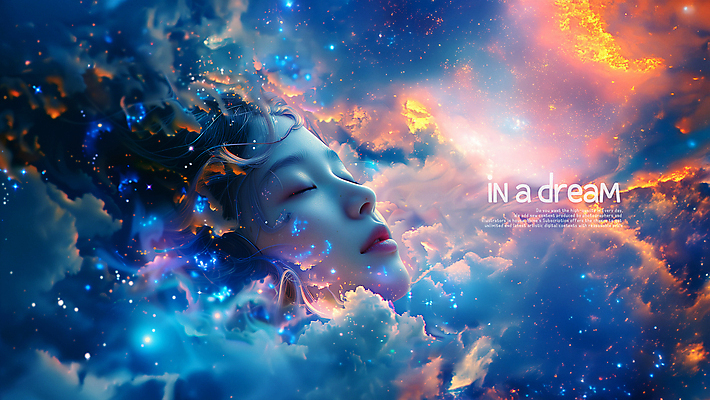 PSD 구름 편집이미지 여자 어린이 밤하늘 한명 소녀 파란색 우주 눈감음 꿈 야간 신비 은하수 소녀한명만 빛무리 이미지편집 자연요소 1 컬러 컨셉 모션 자연 하늘 사람 빛 여자한명만 소녀만 파일형식