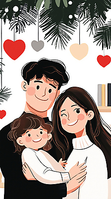 JPG 여자 남자 딸 행복 어린이 일러스트 포옹 엄마 실내 사랑 미소 웃음 소녀 성인 세명 초록색 부모 하트 풀잎 아빠 국내일러스트 AI일러스트 AI콘텐츠 모양 감정 컬러 잎 가족 안기 표정 사람 내부 풀_식물 파일형식