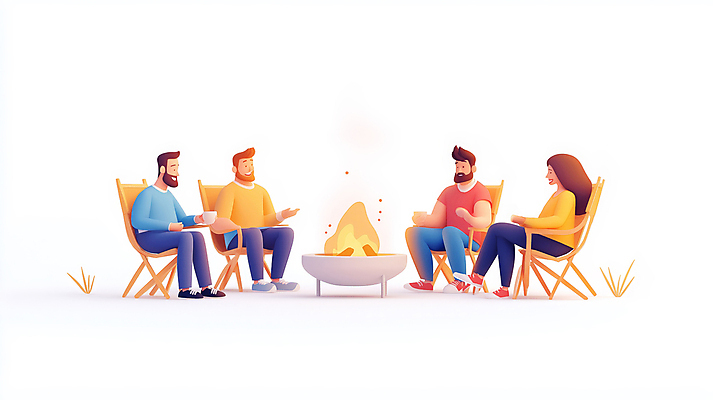 JPG 나무 편집이미지 여자 남자 의자 자연 휴식 아웃도어 대화 여러명 성인 취미 우정 캠핑 가을 그룹 모닥불 성인만 편집3D AI컴퓨터그래픽 AI콘텐츠 식물 계절 가구 다수 컨셉 불 레저 말하기 사람 친구 3D 생태계 파일형식