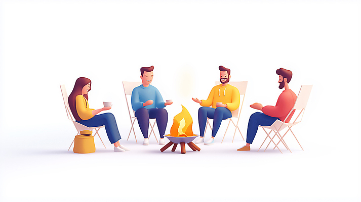 JPG 나무 편집이미지 여자 남자 의자 자연 휴식 아웃도어 대화 여러명 성인 취미 우정 캠핑 가을 그룹 모닥불 성인만 편집3D AI컴퓨터그래픽 AI콘텐츠 식물 계절 가구 다수 컨셉 불 레저 말하기 사람 친구 3D 생태계 파일형식