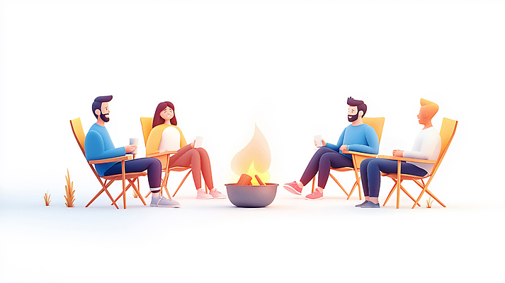 JPG 나무 편집이미지 여자 남자 의자 자연 휴식 아웃도어 대화 여러명 성인 취미 우정 캠핑 가을 그룹 모닥불 성인만 편집3D AI컴퓨터그래픽 AI콘텐츠 식물 계절 가구 다수 컨셉 불 레저 말하기 사람 친구 3D 생태계 파일형식