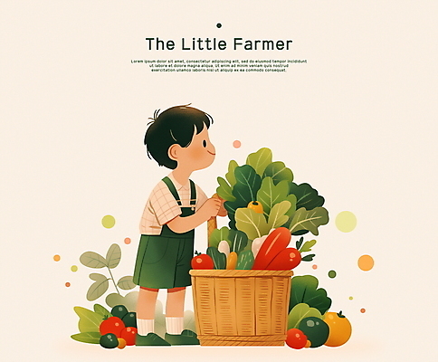 전신 PSD 교육 남자 어린이 채소 일러스트 자연 한명 미소 소년 농작물 바구니 귀여움 수확 농부 베이지색 주말농장 소년한명만 국내일러스트 직업 1 컬러 컨셉 농업 표정 사람 농장 생태계 남자한명만 소년만 파일형식