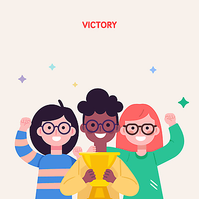 여자 남자 안경 일러스트 협력 웃음 성인 세명 컬러풀 손들기 우정 만세 축하 우승 상 트로피 시상 엘리먼트 우승자 성인만 국내일러스트 AI파일 잡화 컬러 컨셉 모션 표정 사람 친구 최고 상_우승 상패 파일형식 벡터