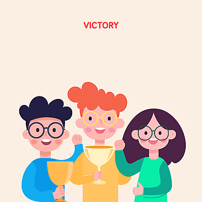 여자 남자 안경 일러스트 협력 웃음 성인 세명 컬러풀 손들기 우정 만세 축하 우승 상 트로피 시상 엘리먼트 우승자 성인만 국내일러스트 AI파일 잡화 컬러 컨셉 모션 표정 사람 친구 최고 상_우승 상패 파일형식 벡터