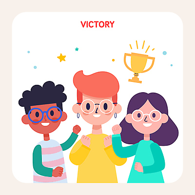 여자 남자 안경 일러스트 협력 웃음 성인 세명 컬러풀 손들기 우정 만세 축하 우승 상 트로피 시상 엘리먼트 우승자 성인만 국내일러스트 AI파일 잡화 컬러 컨셉 모션 표정 사람 친구 최고 상_우승 상패 파일형식 벡터