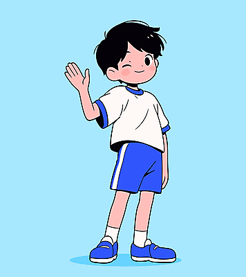 전신 남자 어린이 스포츠 하늘색 일러스트 윙크 한명 웃음 소년 운동복 가을 인사 활기 체육대회 소년한명만 일러캐릭터 AI파일 캐릭터 1 옷 계절 컨셉 표정 사람 파란색 예절 체육 대회 남자한명만 소년만 파일형식 벡터