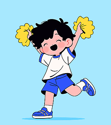 전신 남자 어린이 스포츠 하늘색 일러스트 응원 한명 웃음 소년 운동복 손들기 파이팅 만세 가을 활기 체육대회 응원수술 소년한명만 일러캐릭터 AI파일 캐릭터 1 옷 계절 컨셉 모션 표정 사람 파란색 응원용품 체육 대회 남자한명만 소년만 파일형식 벡터