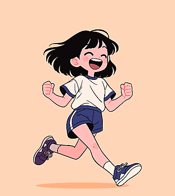 전신 여자 어린이 스포츠 일러스트 한명 웃음 소녀 운동복 달리기 주황색 가을 활기 체육대회 소녀한명만 일러캐릭터 AI파일 캐릭터 1 옷 계절 컬러 컨셉 모션 표정 사람 체육 대회 여자한명만 소녀만 파일형식 벡터